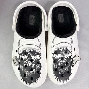 Luke Combs X Crocs Classic Lined Clog Skull Men's Size 8 / Women's 10 White